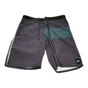 Men's O'neill Board Shorts Surf Black Athletic Stretch Swim Trunks - Size 34